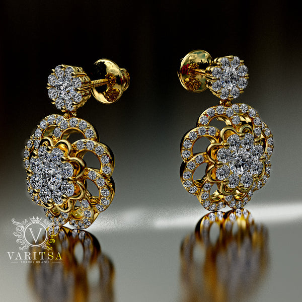 1.22ct Brilliant Cut Diamond Gold Earrings - 03NN07